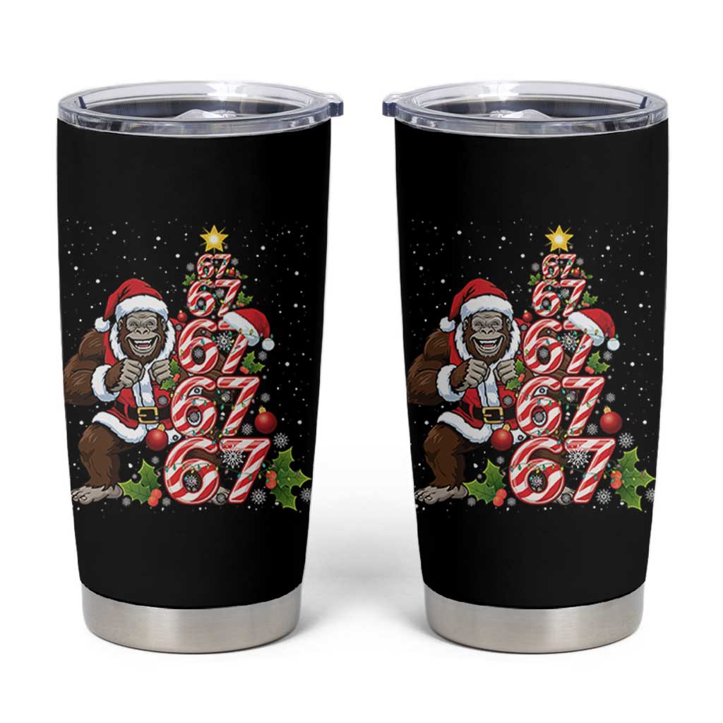 Trending Six Seven Meme Bigfoot Christmas Tree Tumbler Cup Holiday Gift - Wonder Print Shop