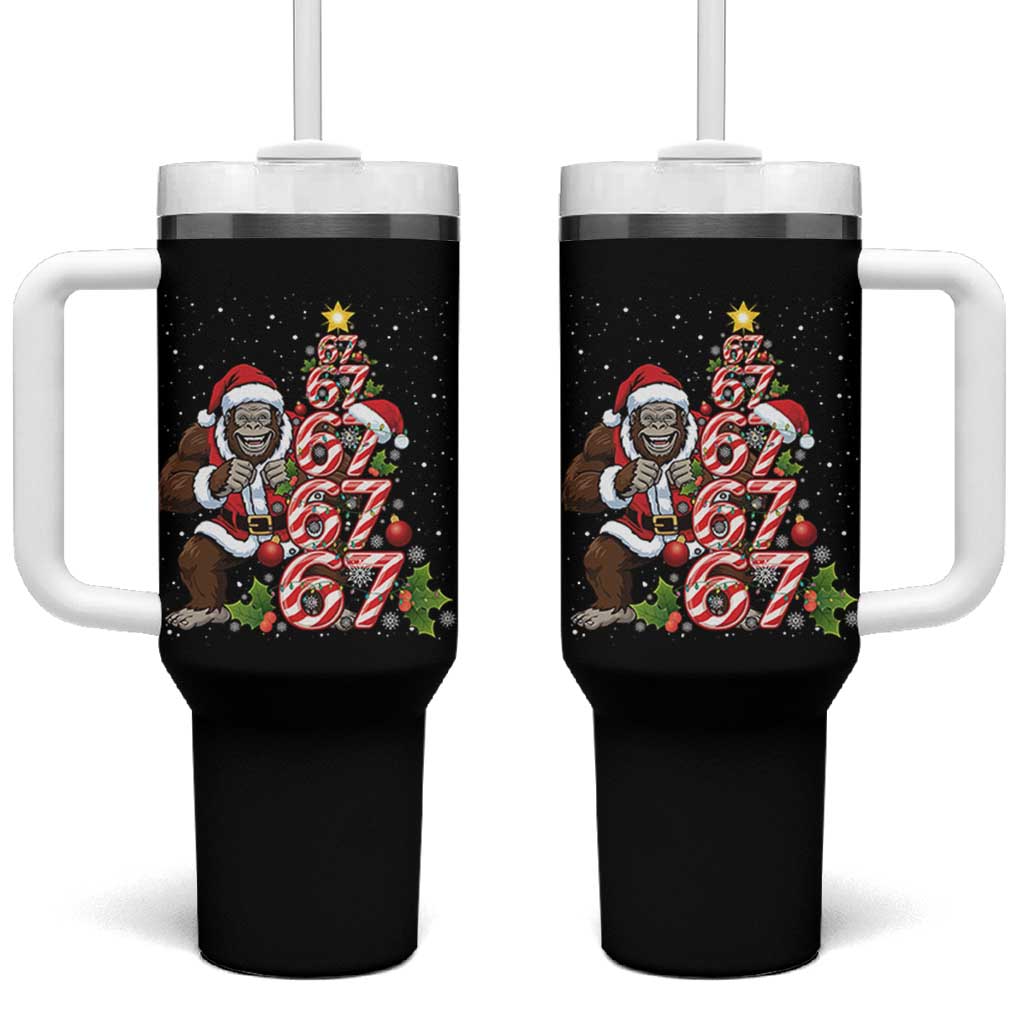 Trending Six Seven Meme Bigfoot Christmas Tree Tumbler With Handle Holiday Gift - Wonder Print Shop