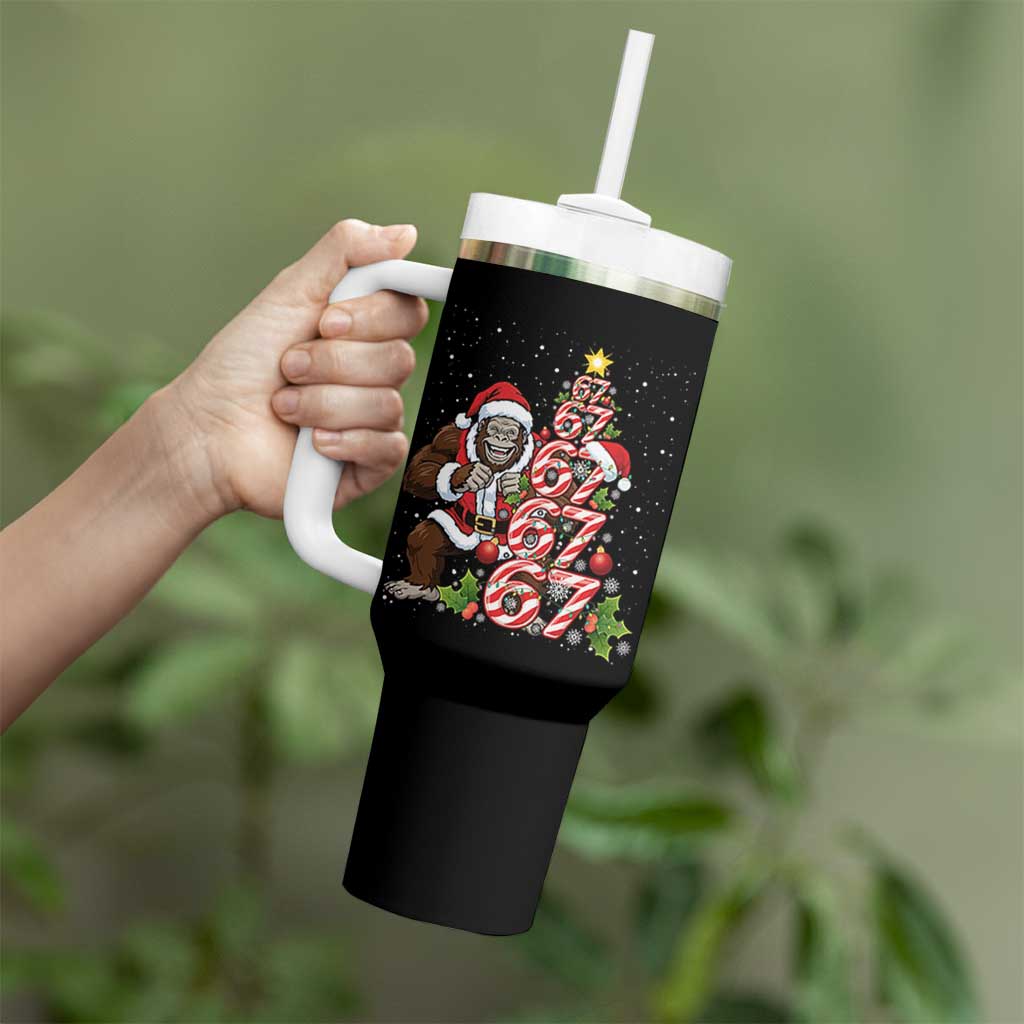 Trending Six Seven Meme Bigfoot Christmas Tree Tumbler With Handle Holiday Gift - Wonder Print Shop