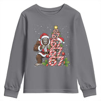 Trending Six Seven Meme Bigfoot Christmas Tree Youth Sweatshirt Holiday Gift - Wonder Print Shop