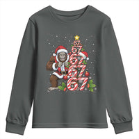 Trending Six Seven Meme Bigfoot Christmas Tree Youth Sweatshirt Holiday Gift - Wonder Print Shop