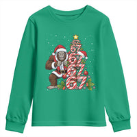 Trending Six Seven Meme Bigfoot Christmas Tree Youth Sweatshirt Holiday Gift - Wonder Print Shop