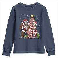 Trending Six Seven Meme Bigfoot Christmas Tree Youth Sweatshirt Holiday Gift - Wonder Print Shop