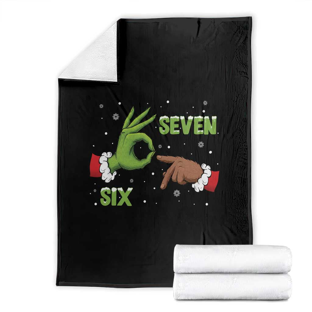 Funny Green And Bigfoot Six Seven Meme Throw Blanket Christmas Trend Gift - Wonder Print Shop