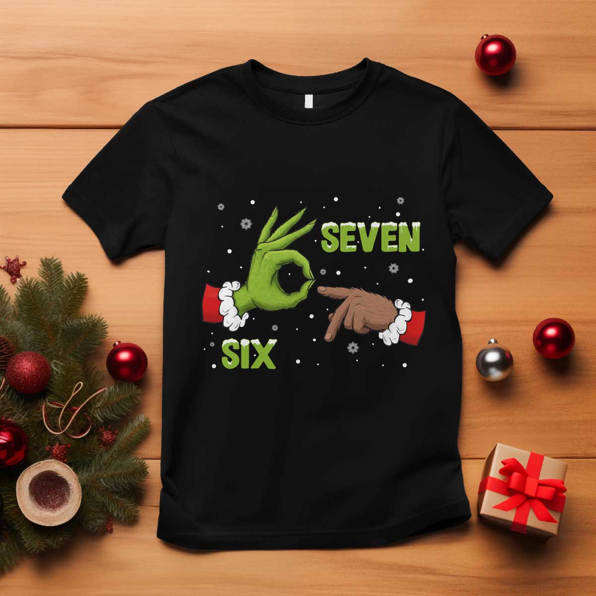 Funny Green And Bigfoot Six Seven Meme T Shirt Christmas Trend Gift - Wonder Print Shop