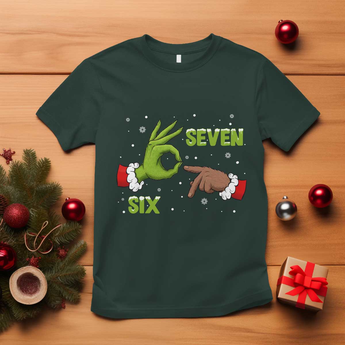 Funny Green And Bigfoot Six Seven Meme T Shirt Christmas Trend Gift - Wonder Print Shop