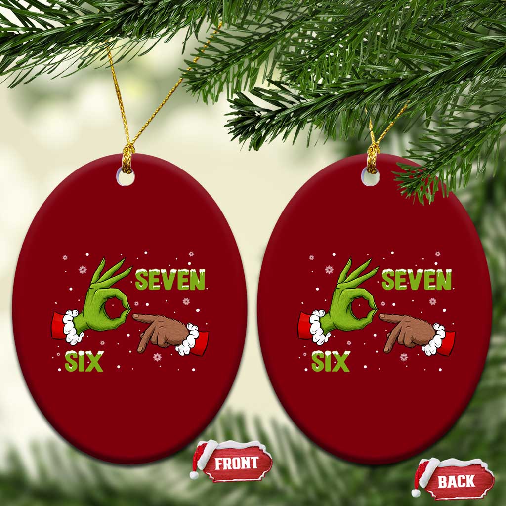 Funny Green And Bigfoot Six Seven Meme Ceramic Ornament Christmas Trend Gift - Wonder Print Shop