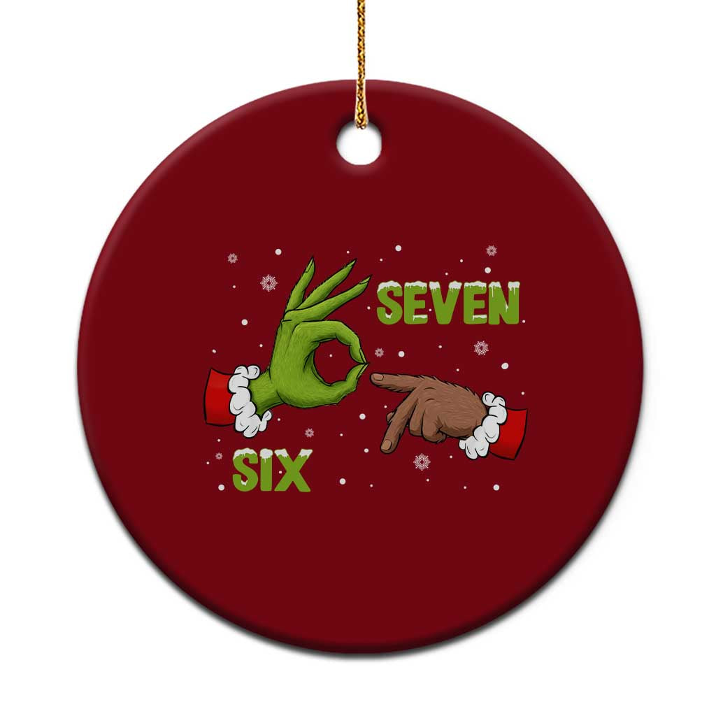 Funny Green And Bigfoot Six Seven Meme Ceramic Ornament Christmas Trend Gift - Wonder Print Shop