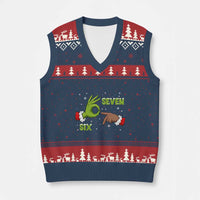 Funny Green And Bigfoot Six Seven Meme V-Neck Knit Sweater Vest Xmas Trend Gift - Wonder Print Shop