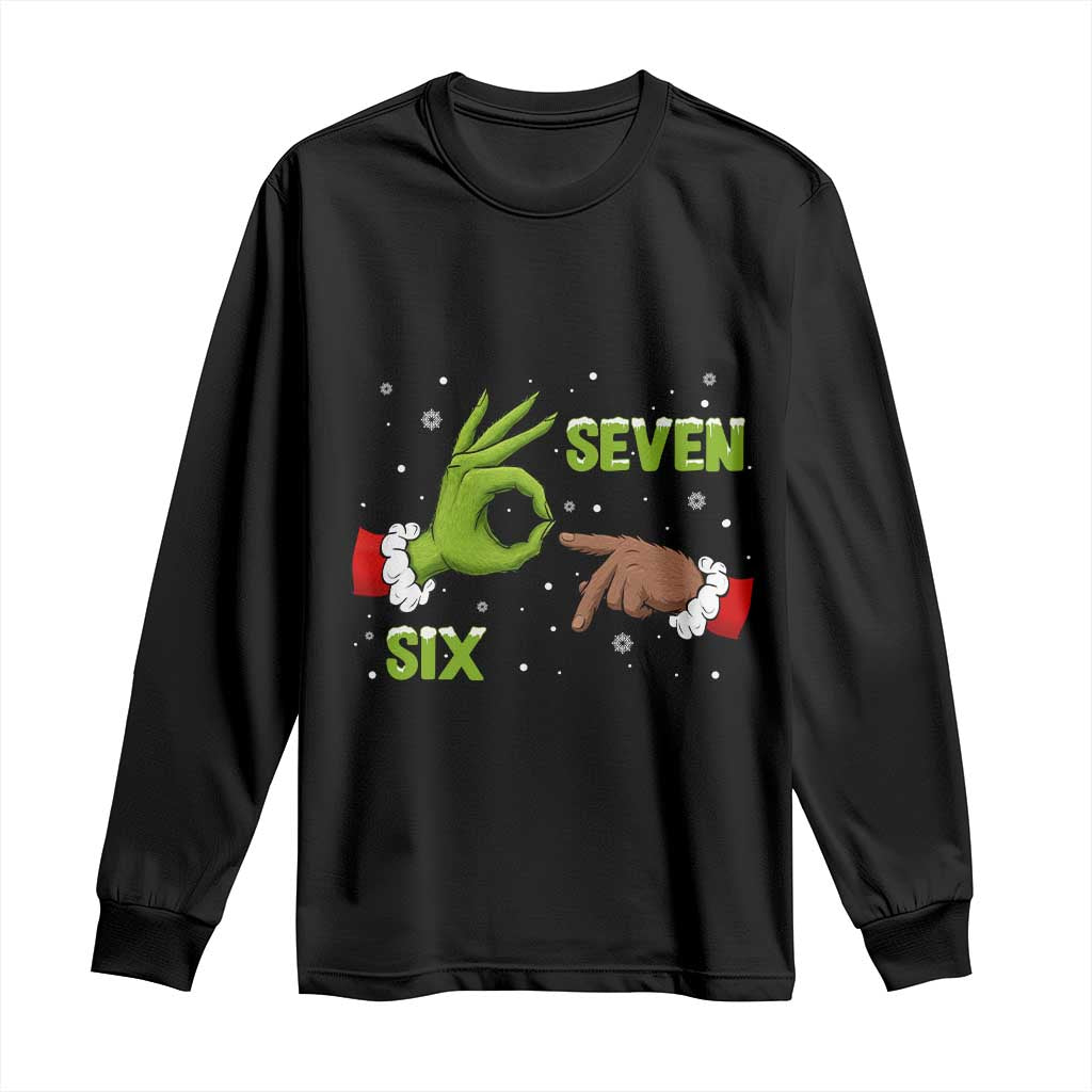 Funny Green And Bigfoot Six Seven Meme Long Sleeve Shirt Christmas Trend Gift - Wonder Print Shop