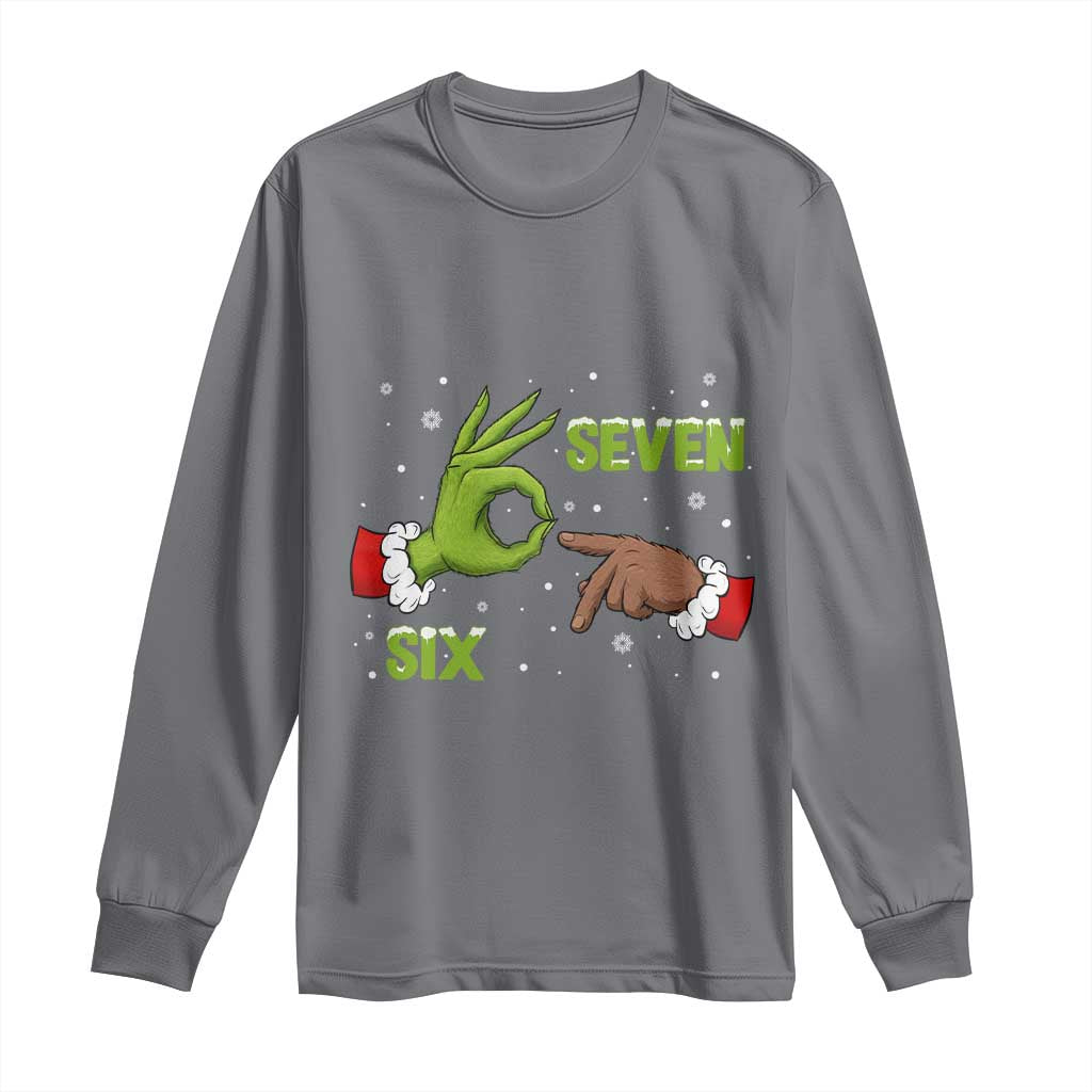 Funny Green And Bigfoot Six Seven Meme Long Sleeve Shirt Christmas Trend Gift - Wonder Print Shop
