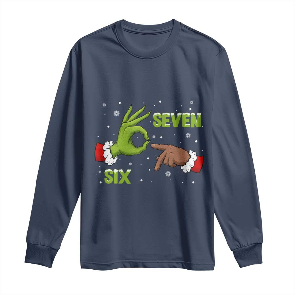 Funny Green And Bigfoot Six Seven Meme Long Sleeve Shirt Christmas Trend Gift - Wonder Print Shop