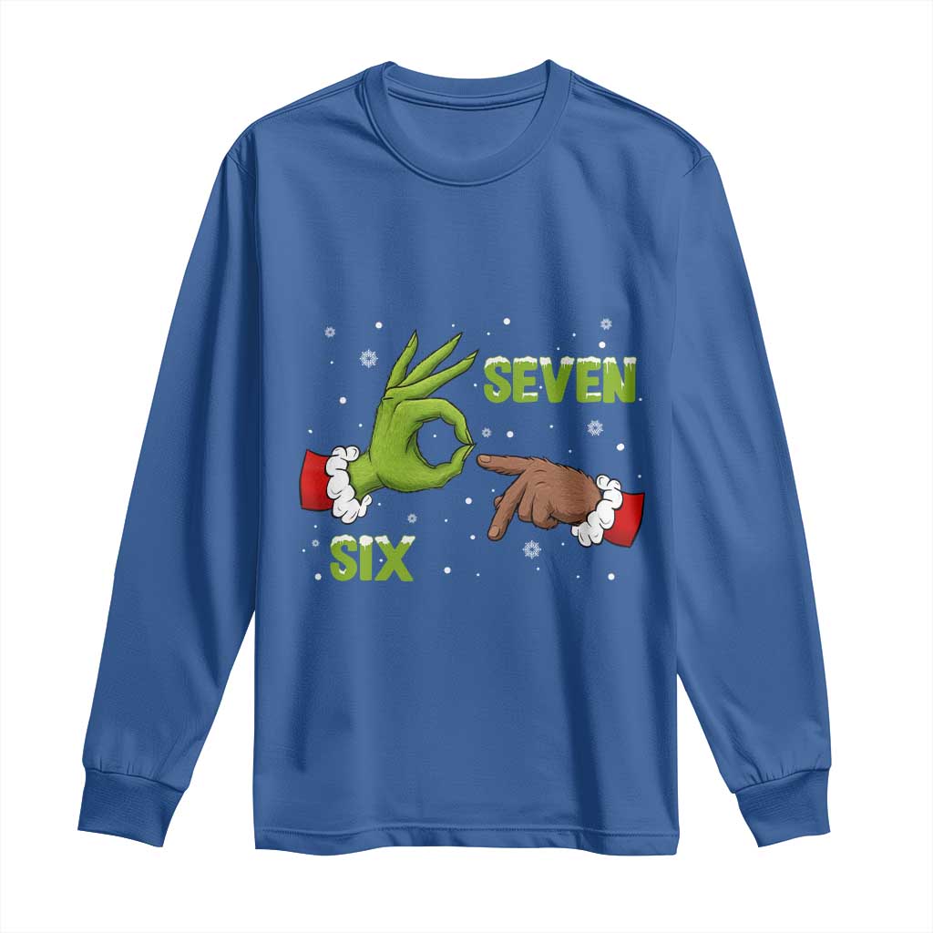 Funny Green And Bigfoot Six Seven Meme Long Sleeve Shirt Christmas Trend Gift - Wonder Print Shop