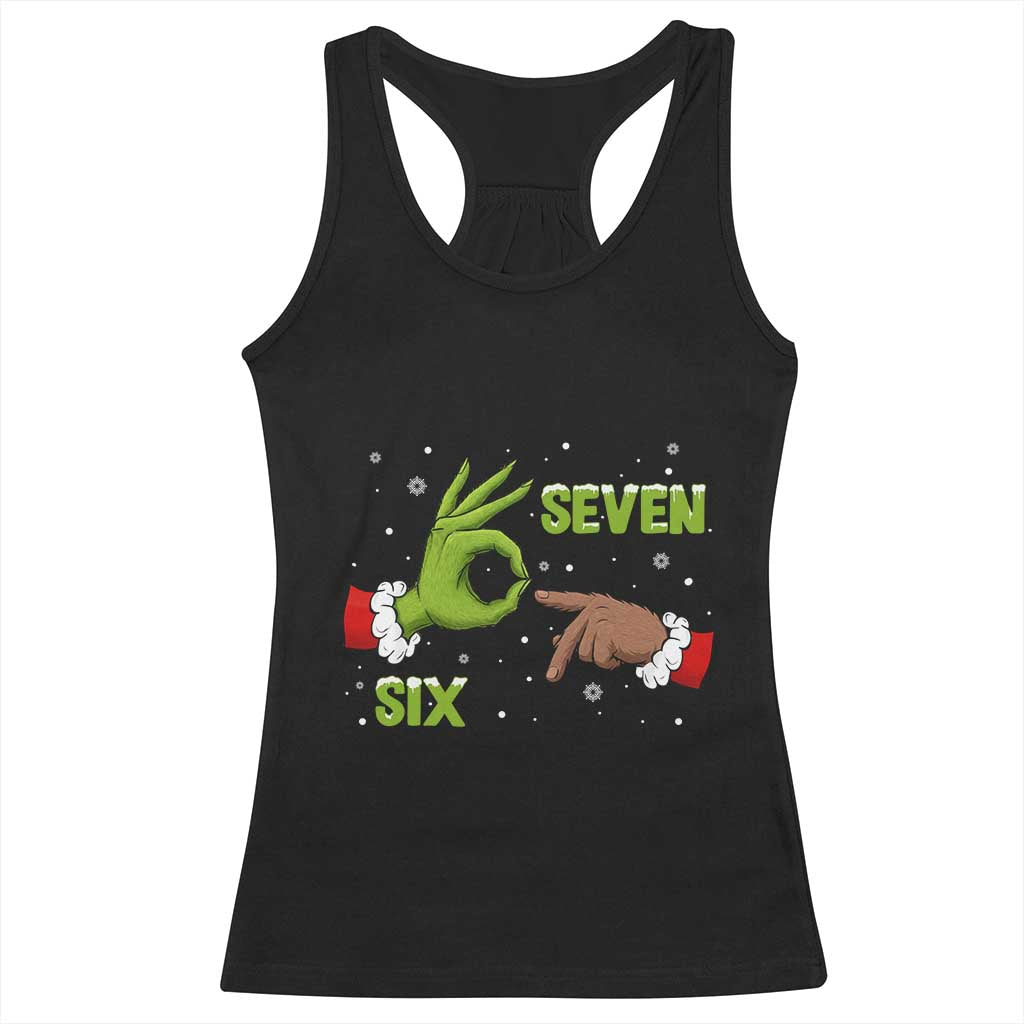Funny Green And Bigfoot Six Seven Meme Racerback Tank Top Christmas Trend Gift - Wonder Print Shop