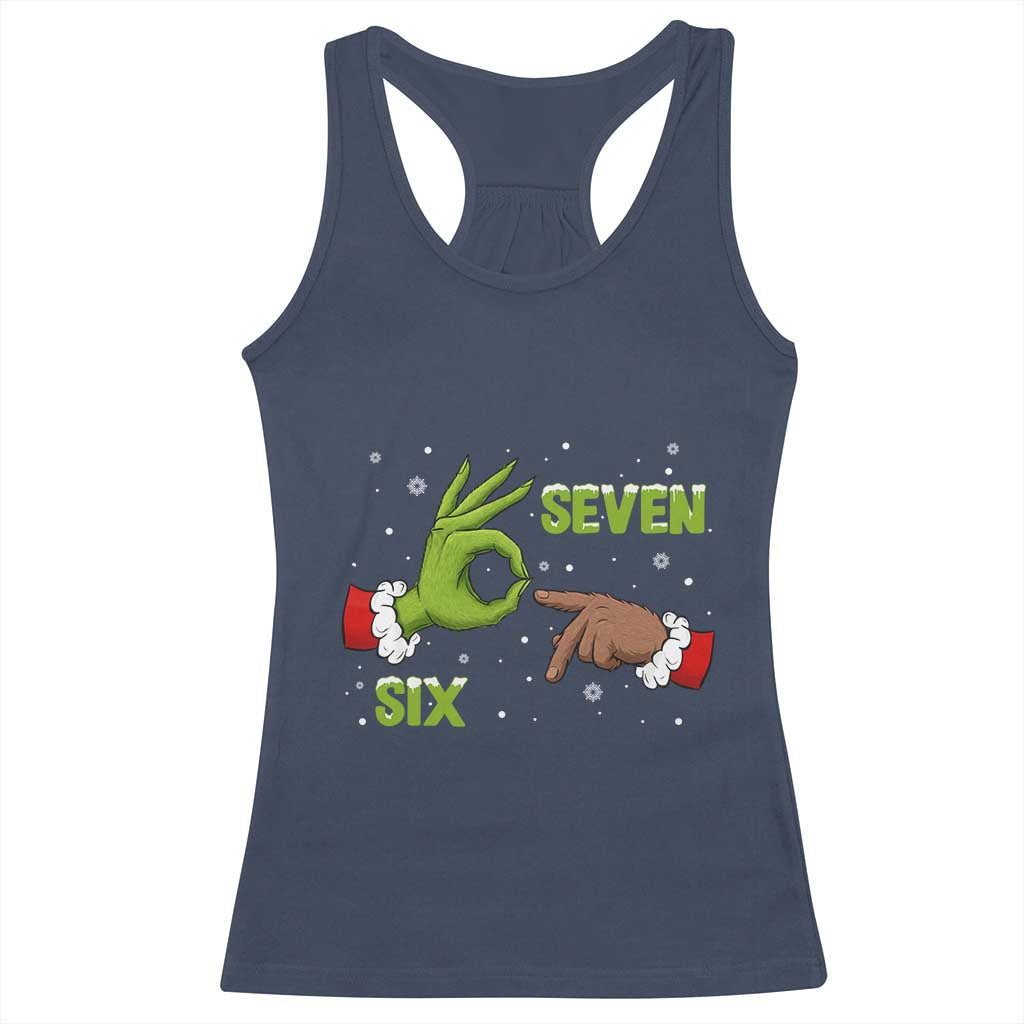 Funny Green And Bigfoot Six Seven Meme Racerback Tank Top Christmas Trend Gift - Wonder Print Shop