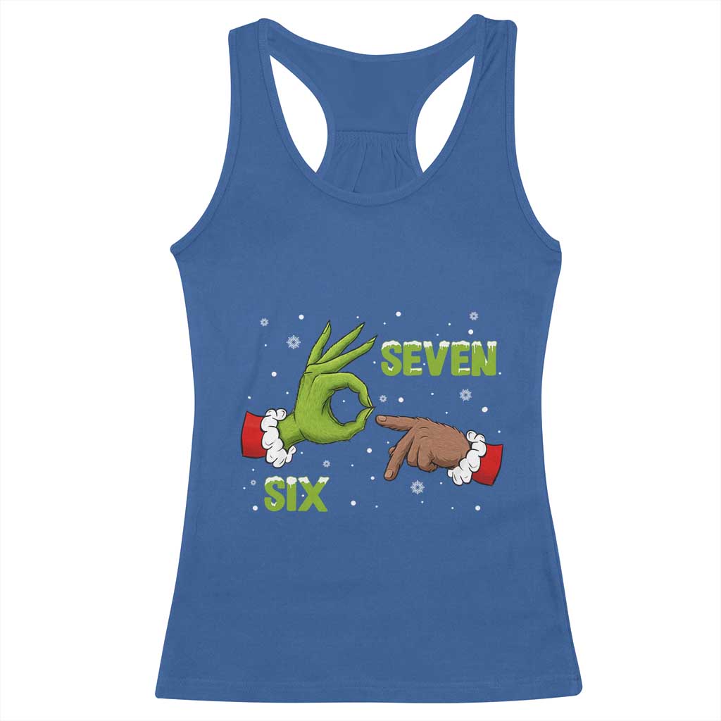 Funny Green And Bigfoot Six Seven Meme Racerback Tank Top Christmas Trend Gift - Wonder Print Shop