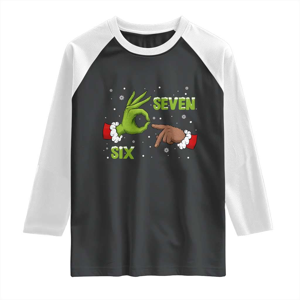 Funny Green And Bigfoot Six Seven Meme Raglan Shirt Christmas Trend Gift - Wonder Print Shop