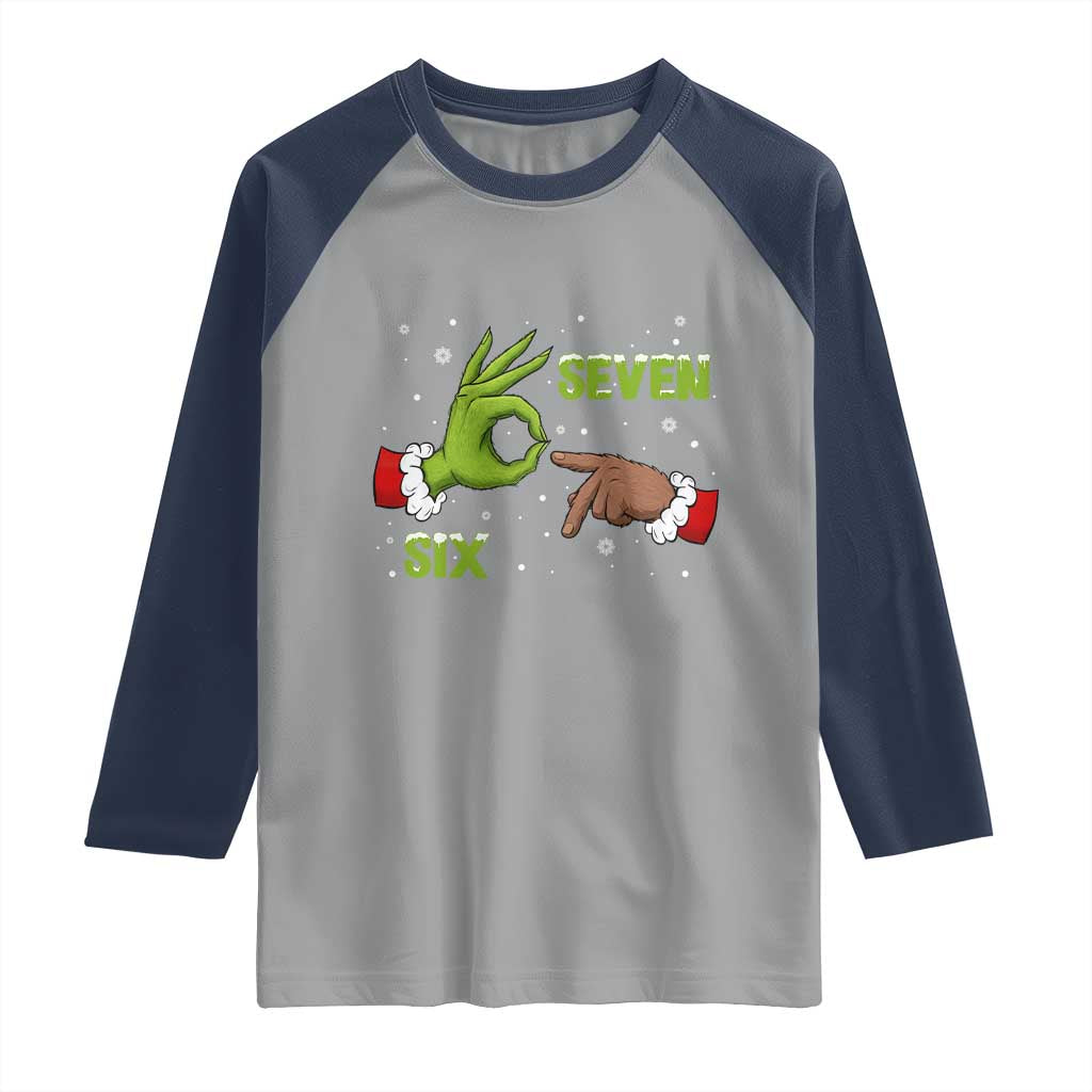 Funny Green And Bigfoot Six Seven Meme Raglan Shirt Christmas Trend Gift - Wonder Print Shop