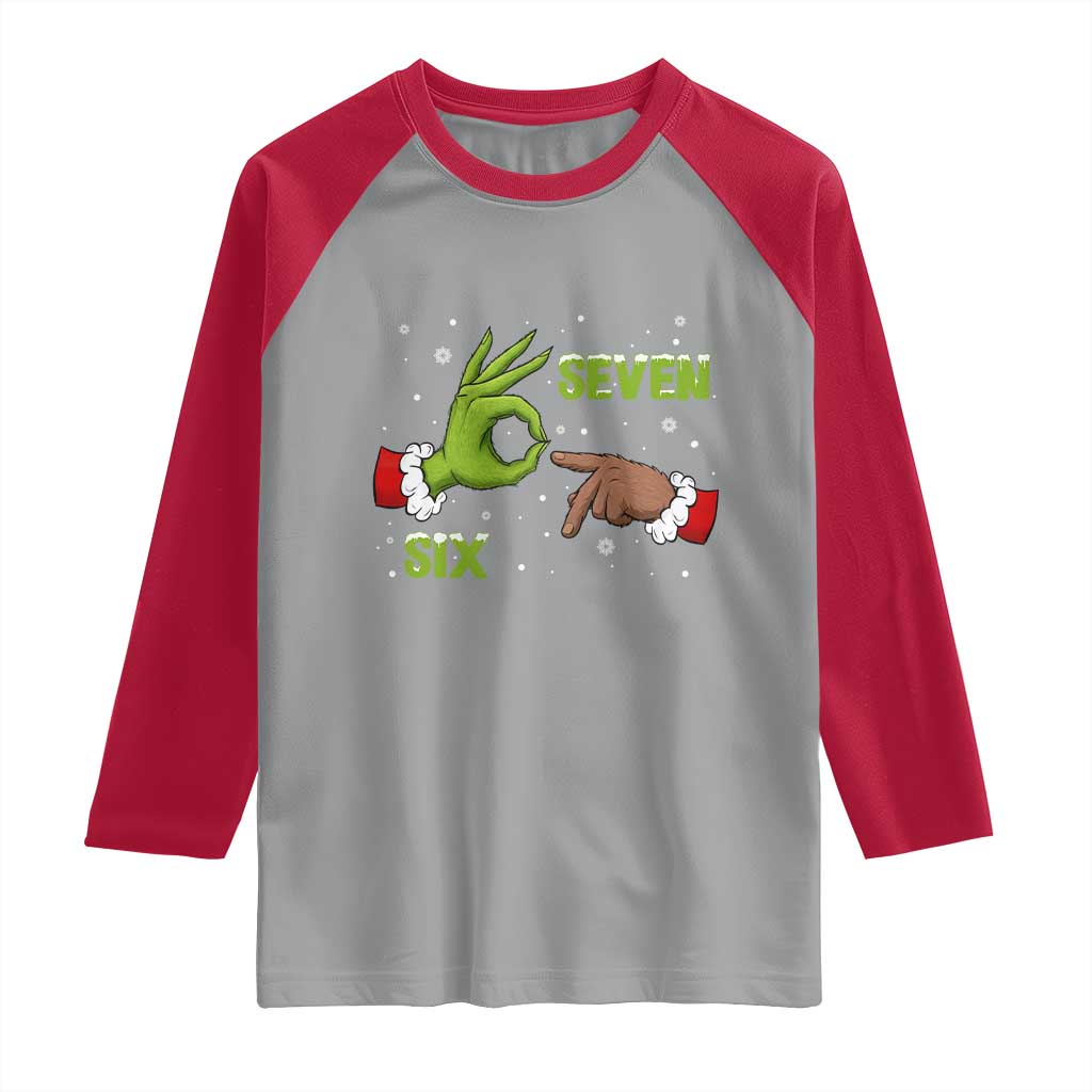 Funny Green And Bigfoot Six Seven Meme Raglan Shirt Christmas Trend Gift - Wonder Print Shop
