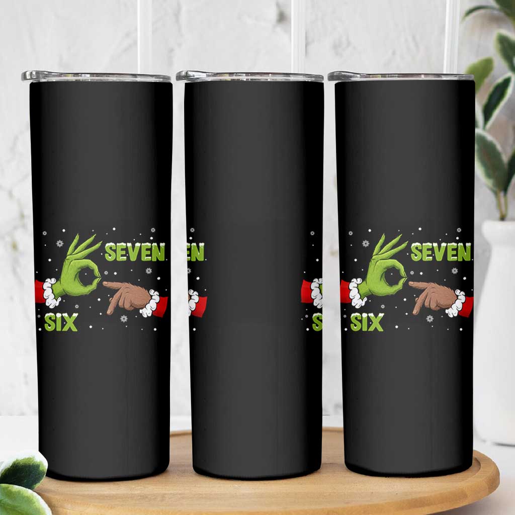 Funny Green And Bigfoot Six Seven Meme Skinny Tumbler Christmas Trend Gift - Wonder Print Shop