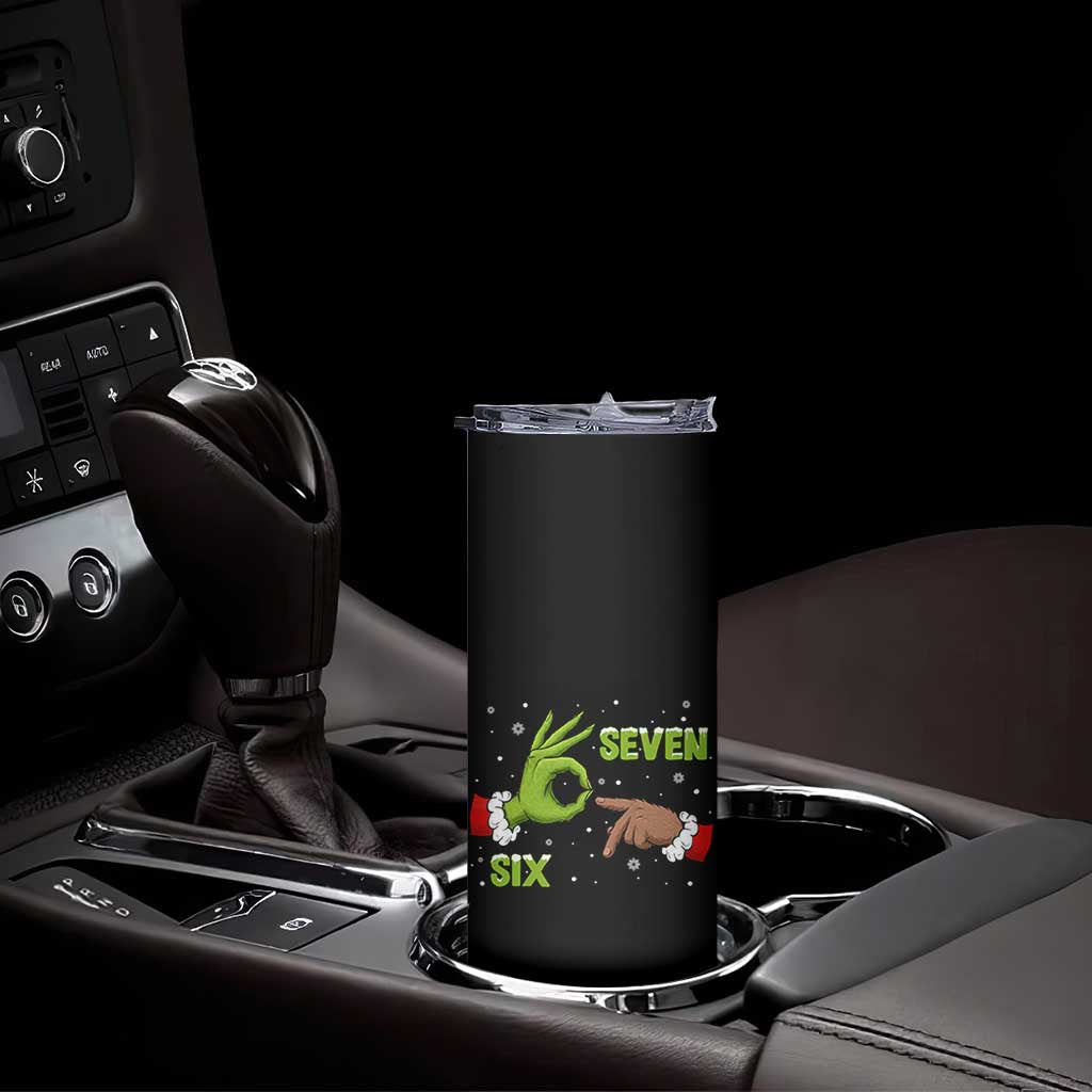 Funny Green And Bigfoot Six Seven Meme Skinny Tumbler Christmas Trend Gift - Wonder Print Shop