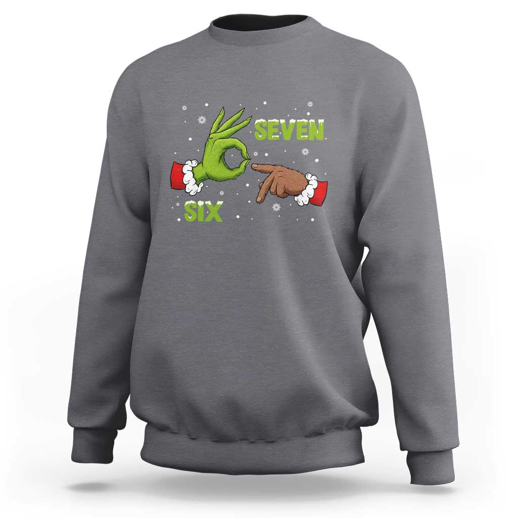Funny Green And Bigfoot Six Seven Meme Sweatshirt Christmas Trend Gift - Wonder Print Shop