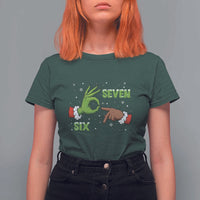 Funny Green And Bigfoot Six Seven Meme T Shirt For Women Christmas Trend Gift - Wonder Print Shop