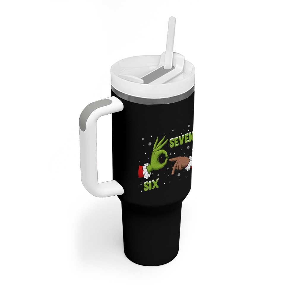 Funny Green And Bigfoot Six Seven Meme Tumbler With Handle Christmas Trend Gift - Wonder Print Shop