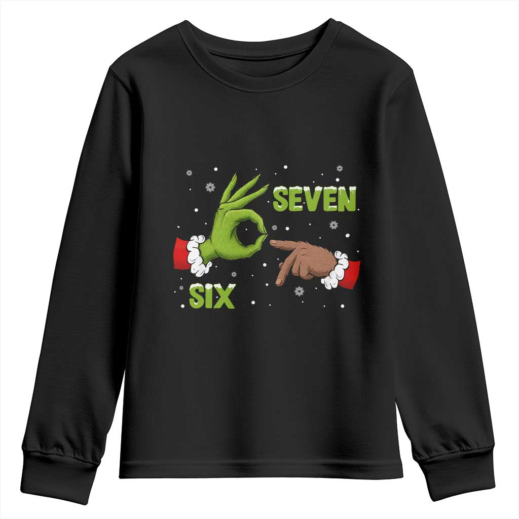 Funny Green And Bigfoot Six Seven Meme Youth Sweatshirt Christmas Trend Gift - Wonder Print Shop