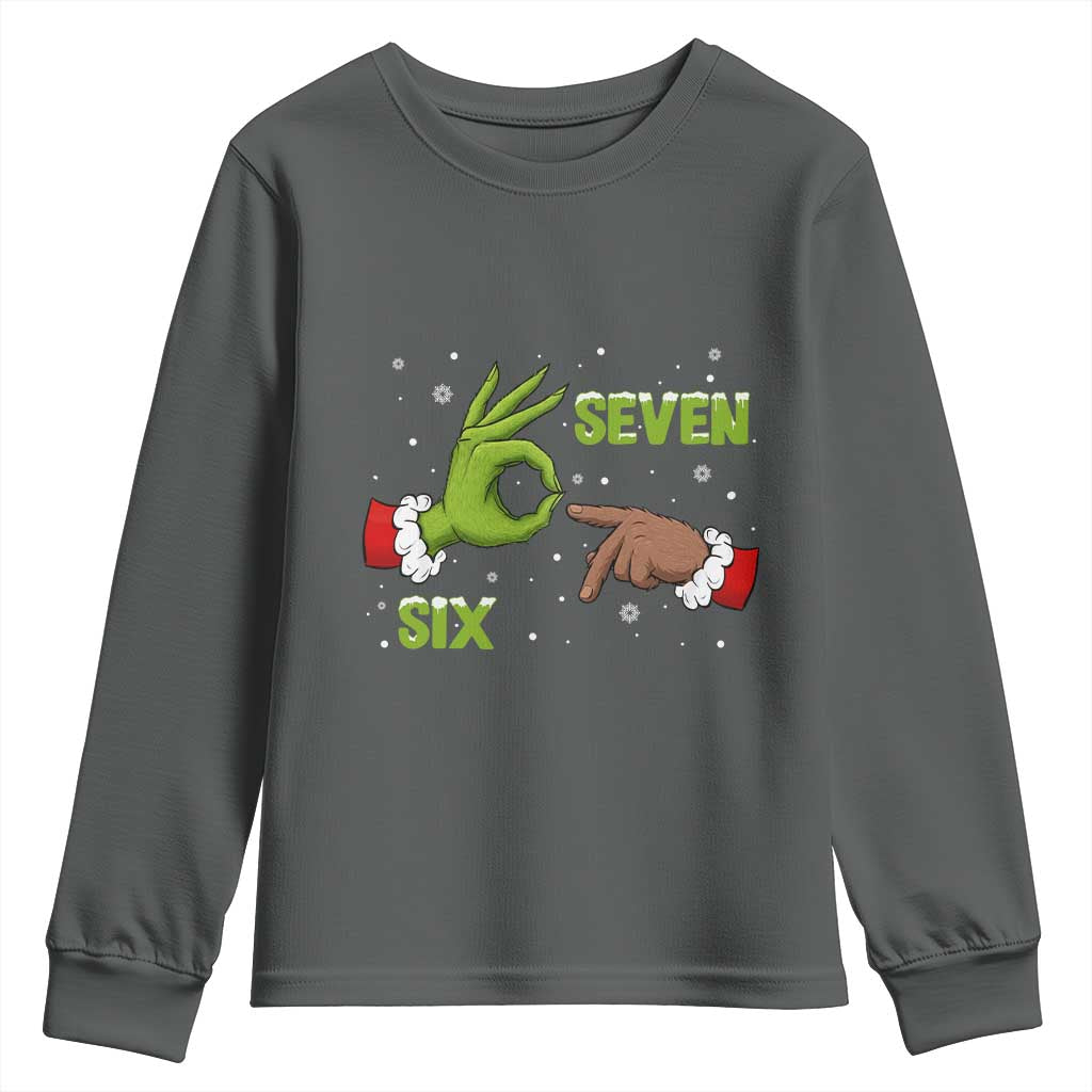 Funny Green And Bigfoot Six Seven Meme Youth Sweatshirt Christmas Trend Gift - Wonder Print Shop