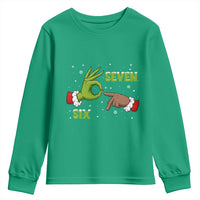 Funny Green And Bigfoot Six Seven Meme Youth Sweatshirt Christmas Trend Gift - Wonder Print Shop