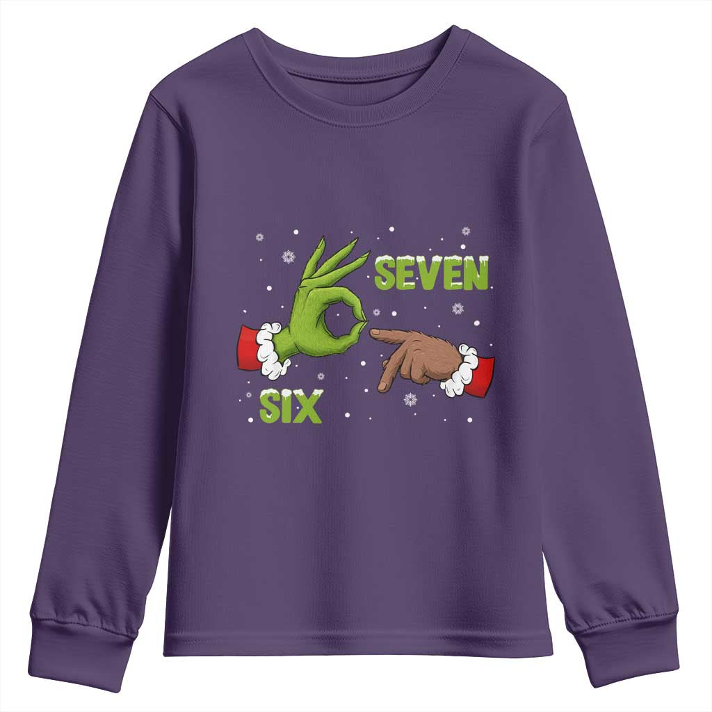 Funny Green And Bigfoot Six Seven Meme Youth Sweatshirt Christmas Trend Gift - Wonder Print Shop