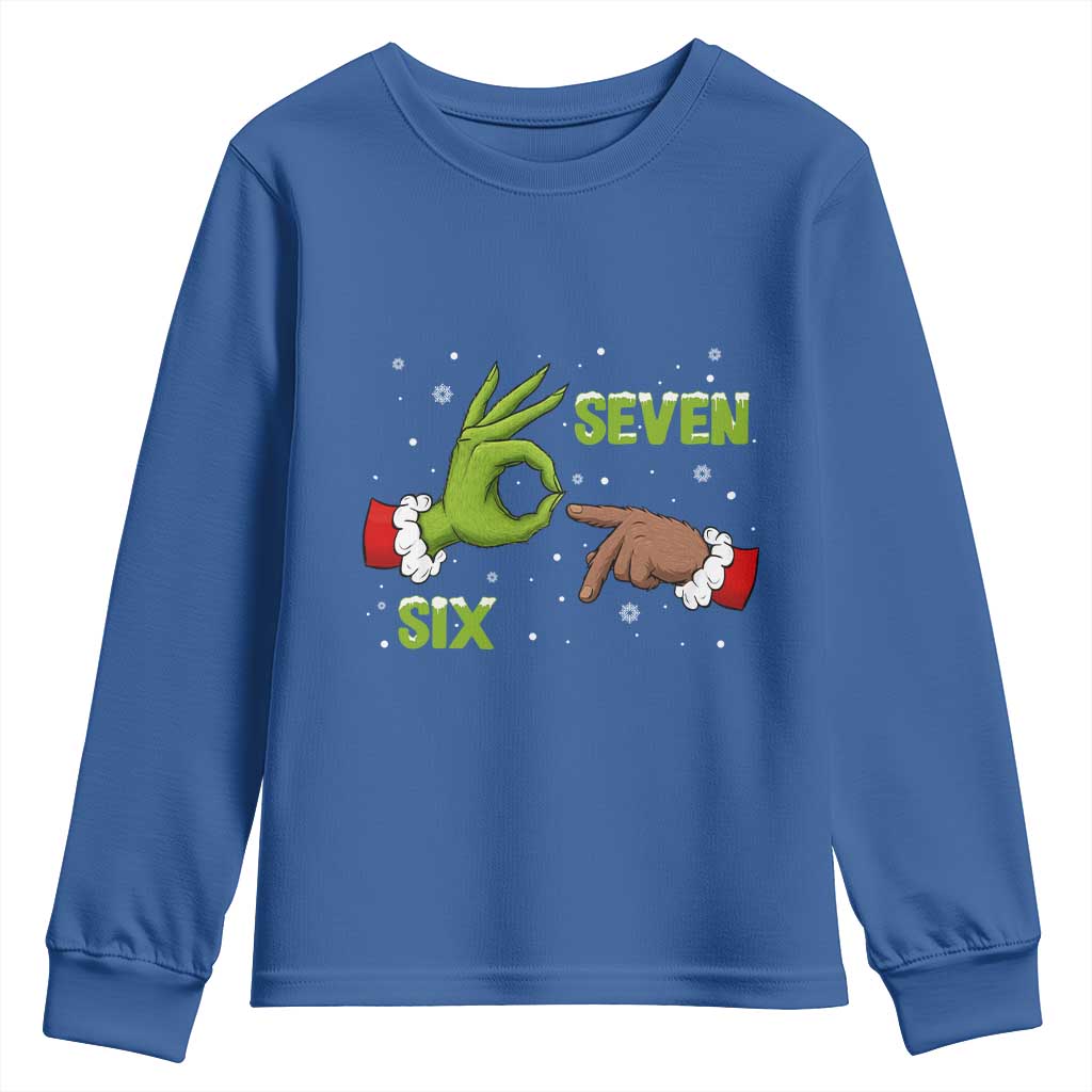 Funny Green And Bigfoot Six Seven Meme Youth Sweatshirt Christmas Trend Gift - Wonder Print Shop