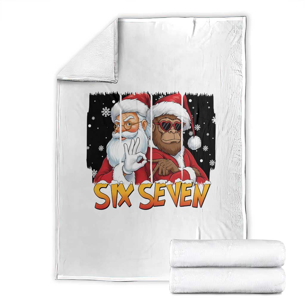 Six Seven Meme Santa Bigfoot Throw Blanket 67 Viral Gen Alpha Slang Christmas Gift - Wonder Print Shop