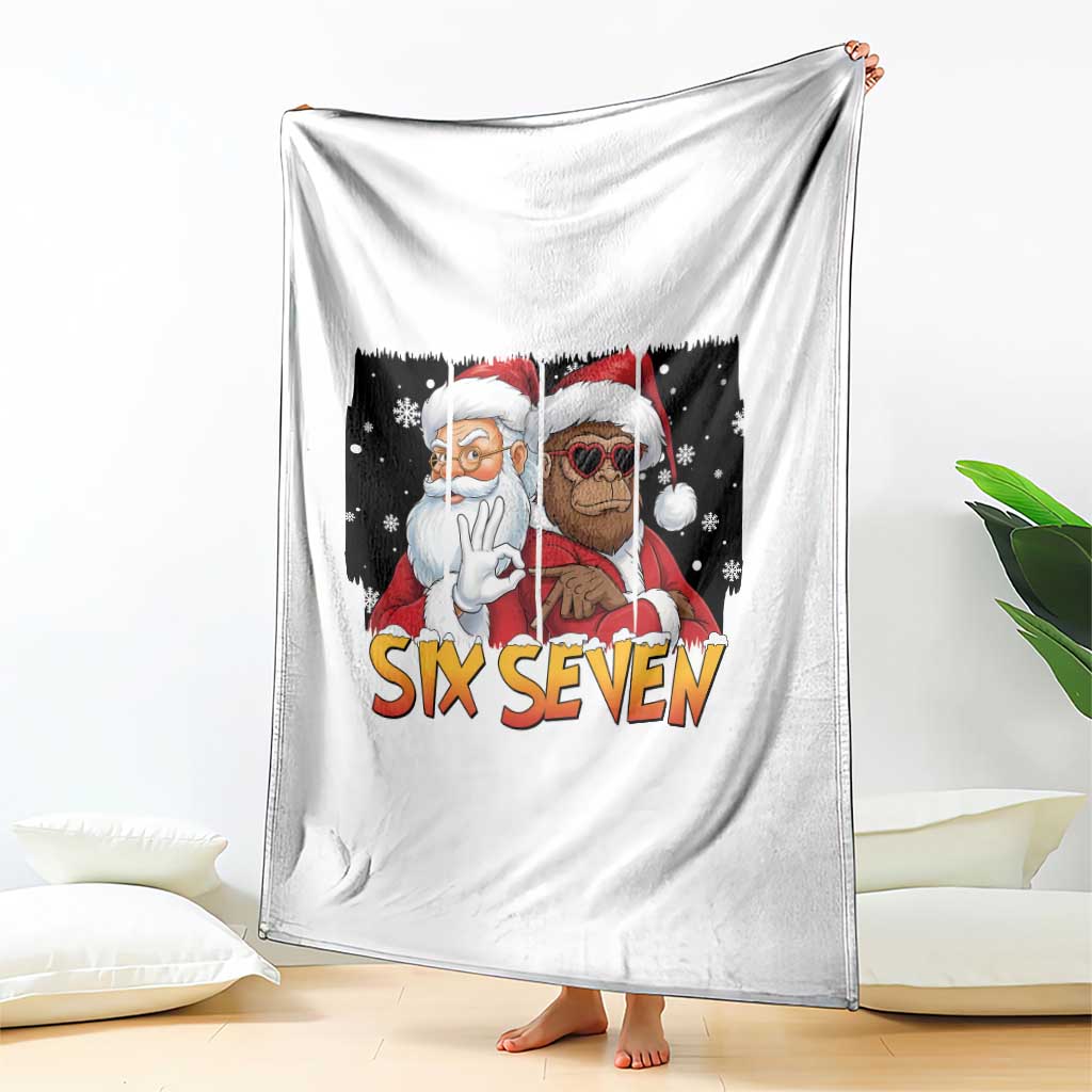 Six Seven Meme Santa Bigfoot Throw Blanket 67 Viral Gen Alpha Slang Christmas Gift - Wonder Print Shop