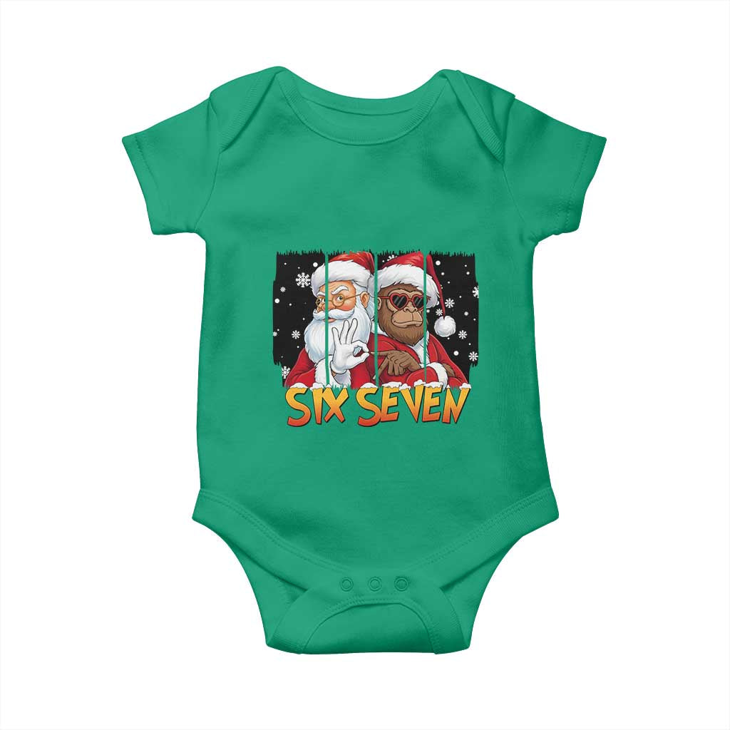 Six Seven Meme Santa Bigfoot Baby Onesie 67 Viral Gen Alpha Slang Christmas Gift - Wonder Print Shop