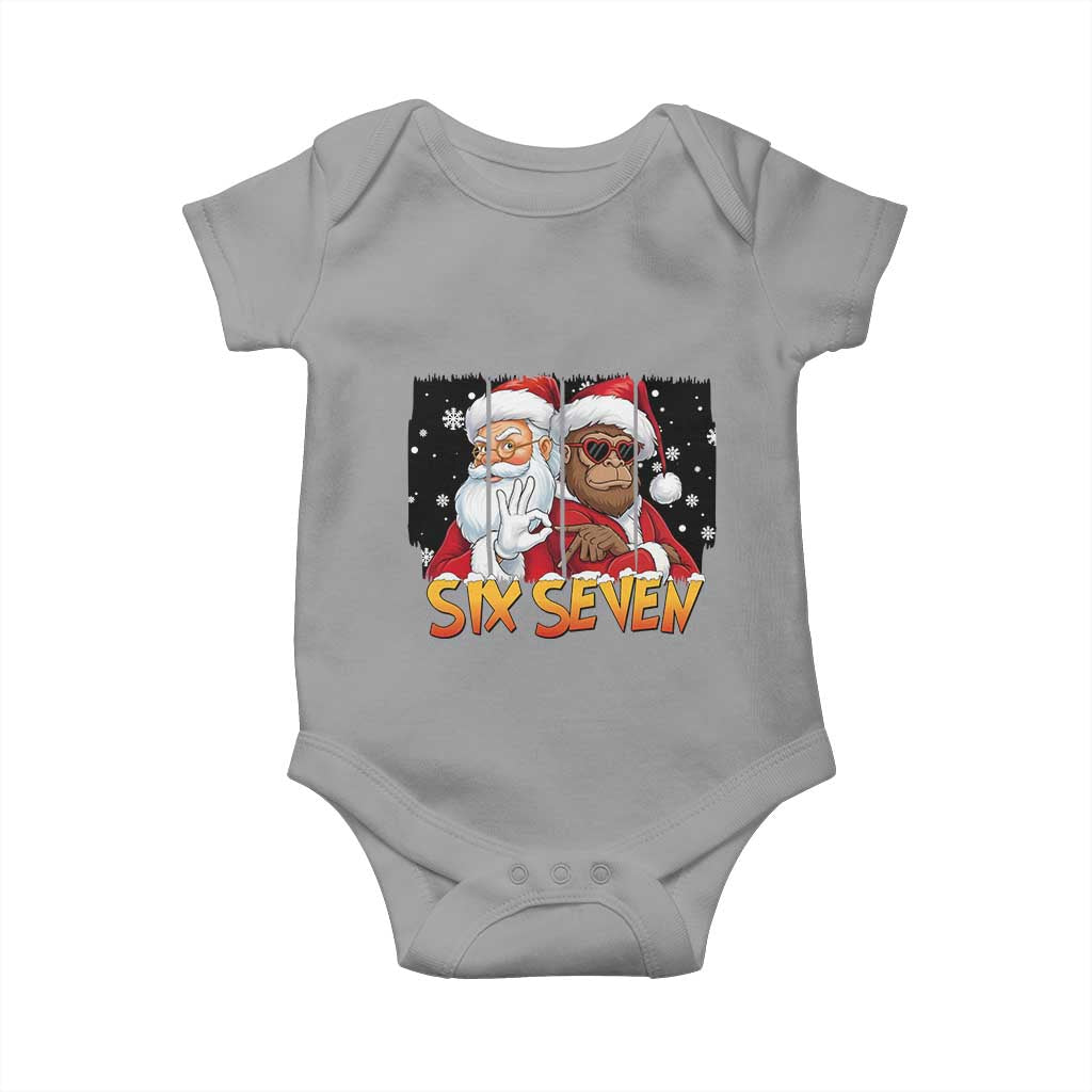 Six Seven Meme Santa Bigfoot Baby Onesie 67 Viral Gen Alpha Slang Christmas Gift - Wonder Print Shop