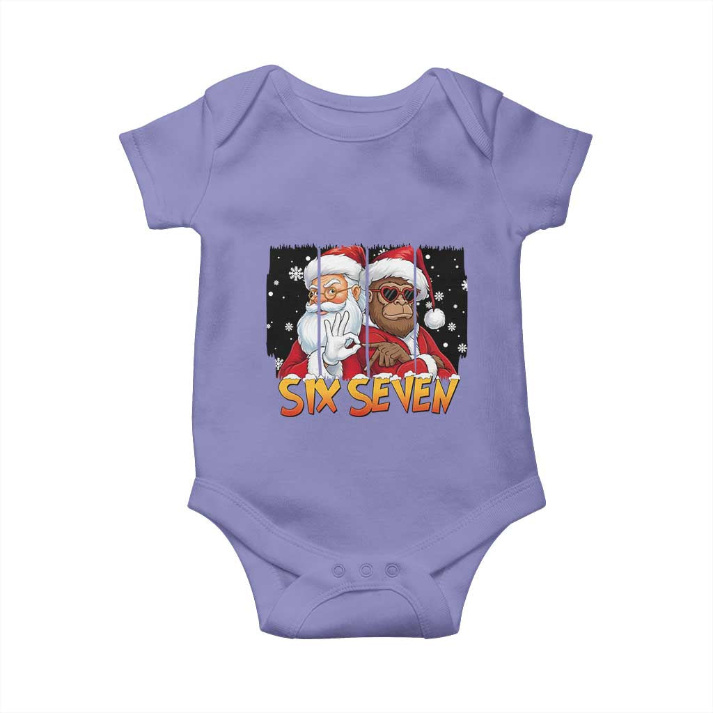 Six Seven Meme Santa Bigfoot Baby Onesie 67 Viral Gen Alpha Slang Christmas Gift - Wonder Print Shop