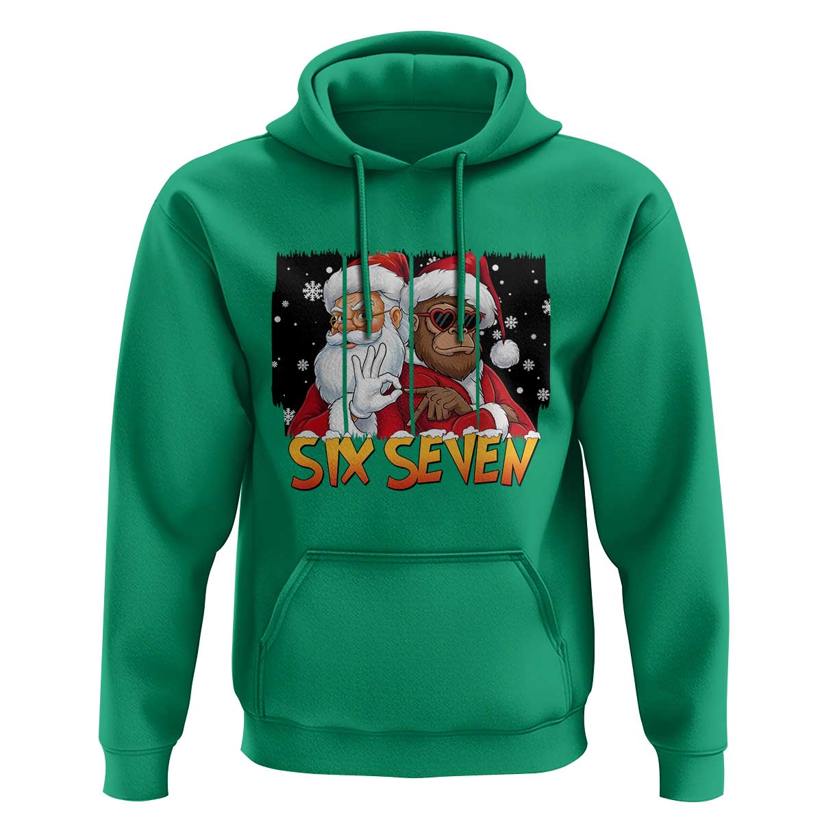 Six Seven Meme Santa Bigfoot Hoodie 67 Viral Gen Alpha Slang Christmas Gift - Wonder Print Shop