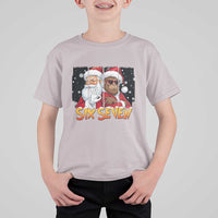 Six Seven Meme Santa Bigfoot T Shirt For Kid 67 Viral Gen Alpha Slang Christmas Gift - Wonder Print Shop