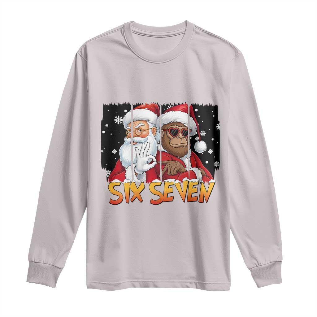 Six Seven Meme Santa Bigfoot Long Sleeve Shirt 67 Viral Gen Alpha Slang Christmas Gift - Wonder Print Shop