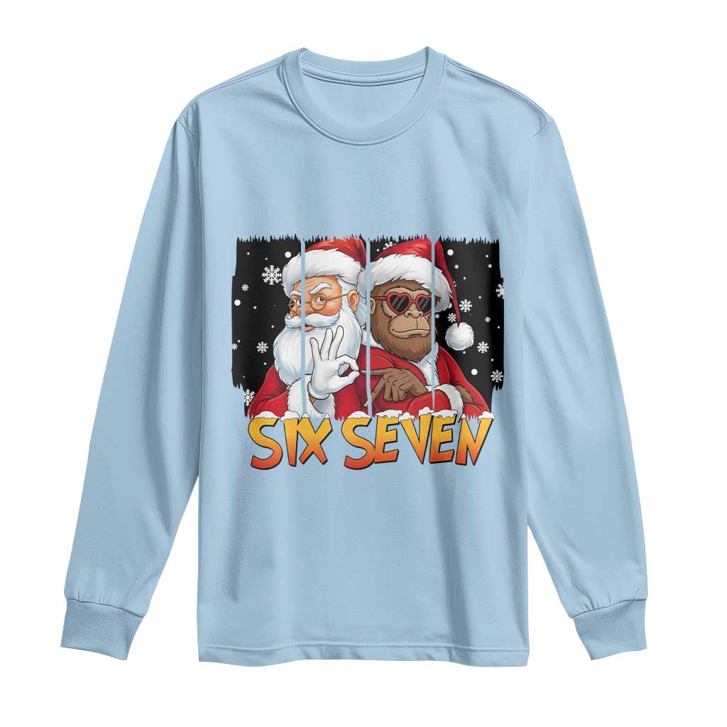 Six Seven Meme Santa Bigfoot Long Sleeve Shirt 67 Viral Gen Alpha Slang Christmas Gift - Wonder Print Shop