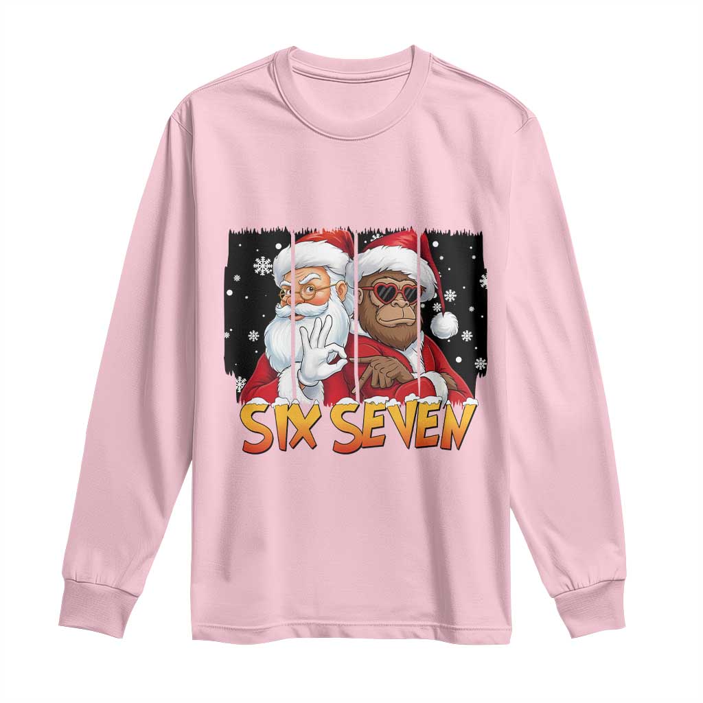 Six Seven Meme Santa Bigfoot Long Sleeve Shirt 67 Viral Gen Alpha Slang Christmas Gift - Wonder Print Shop
