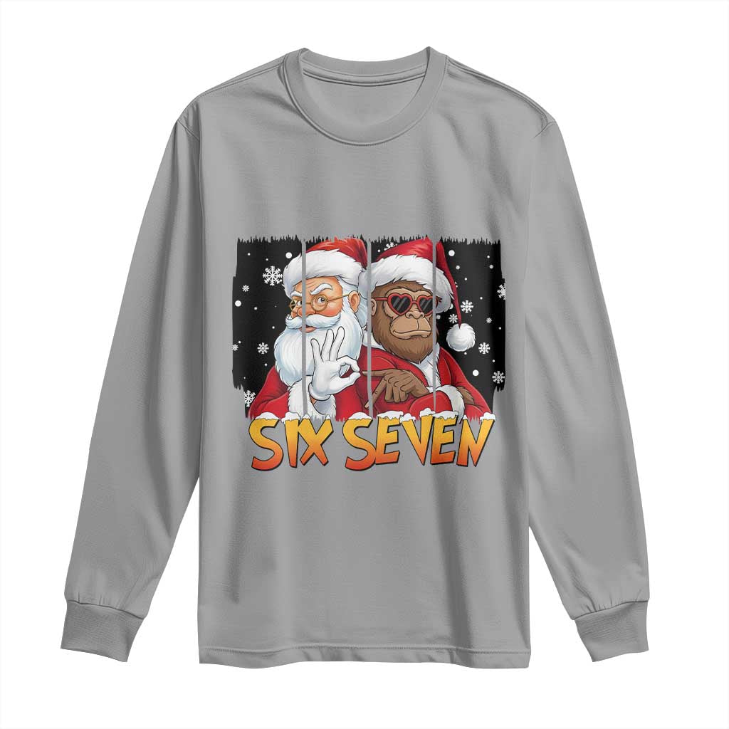 Six Seven Meme Santa Bigfoot Long Sleeve Shirt 67 Viral Gen Alpha Slang Christmas Gift - Wonder Print Shop