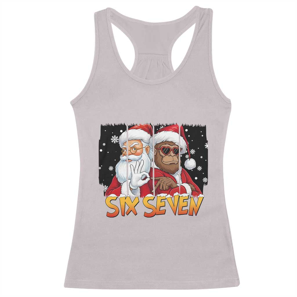 Six Seven Meme Santa Bigfoot Racerback Tank Top 67 Viral Gen Alpha Slang Christmas Gift - Wonder Print Shop