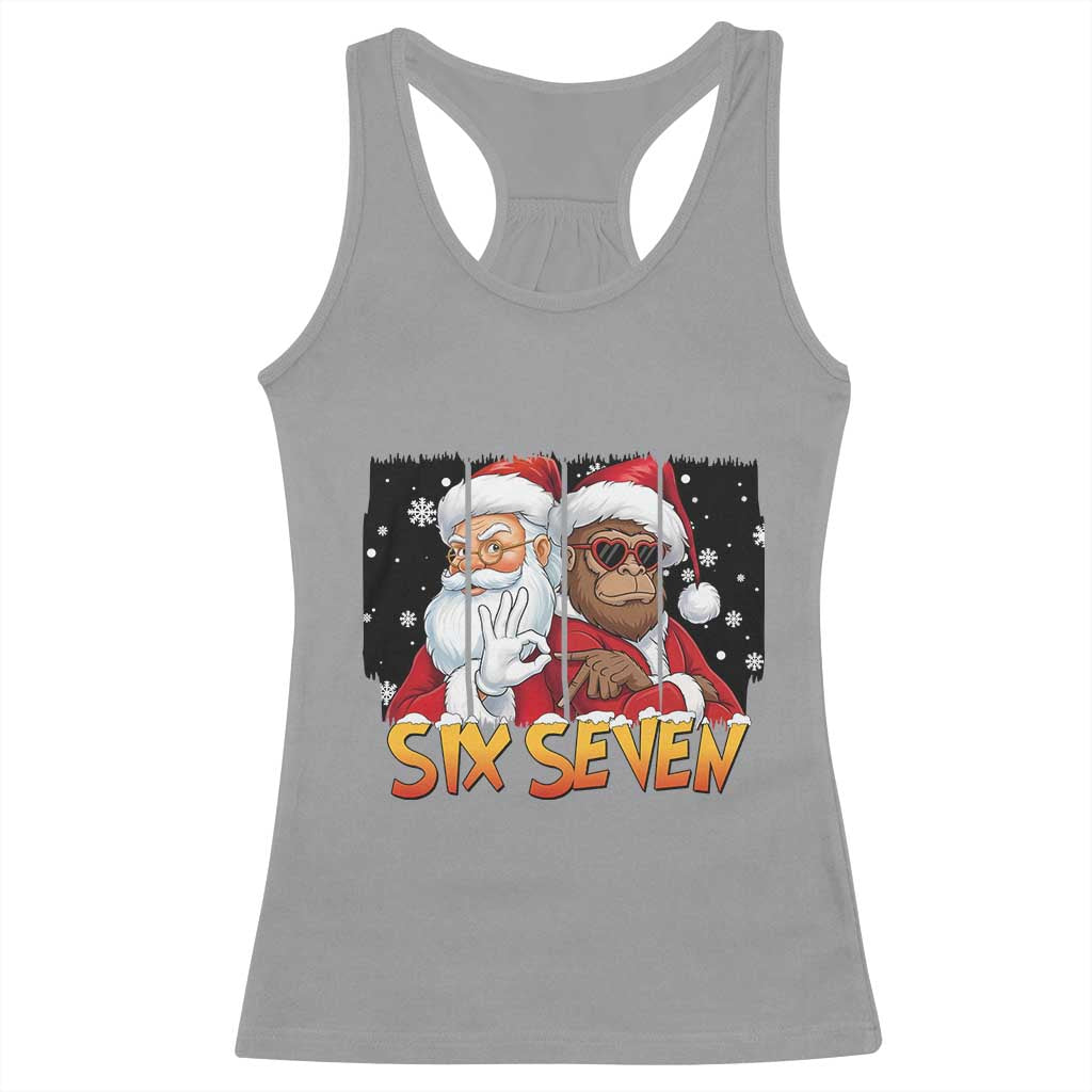 Six Seven Meme Santa Bigfoot Racerback Tank Top 67 Viral Gen Alpha Slang Christmas Gift - Wonder Print Shop