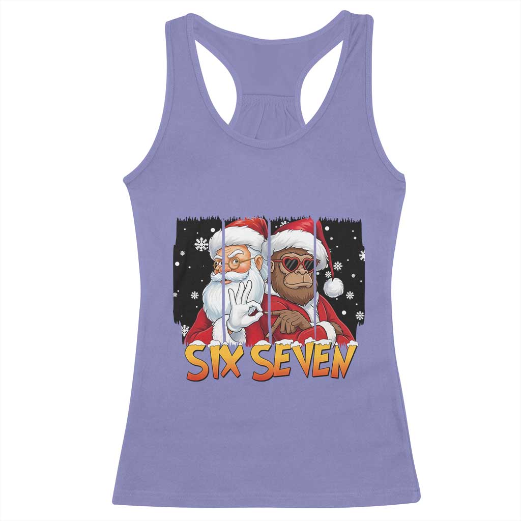 Six Seven Meme Santa Bigfoot Racerback Tank Top 67 Viral Gen Alpha Slang Christmas Gift - Wonder Print Shop