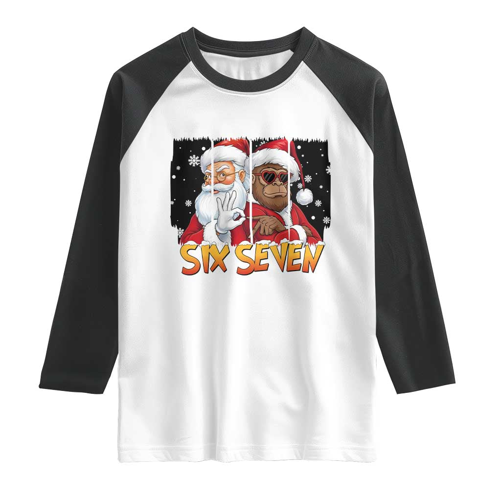 Six Seven Meme Santa Bigfoot Raglan Shirt 67 Viral Gen Alpha Slang Christmas Gift - Wonder Print Shop