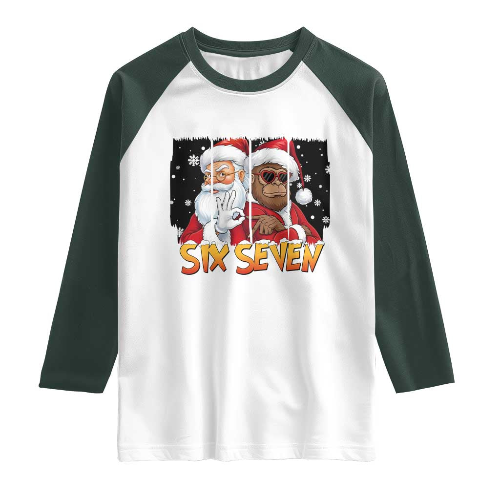 Six Seven Meme Santa Bigfoot Raglan Shirt 67 Viral Gen Alpha Slang Christmas Gift - Wonder Print Shop