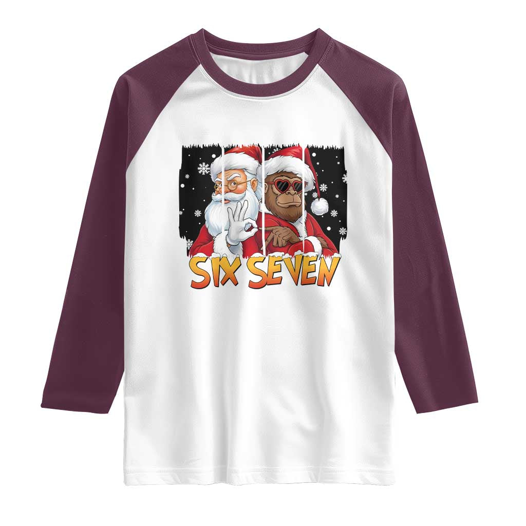 Six Seven Meme Santa Bigfoot Raglan Shirt 67 Viral Gen Alpha Slang Christmas Gift - Wonder Print Shop